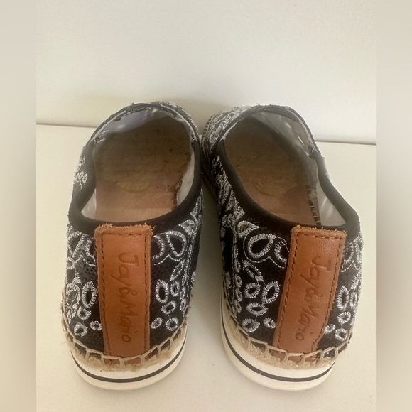 Joy & Mario navy & white embroidered espadrilles flats 8.5W wide - Picture 6 of 11
